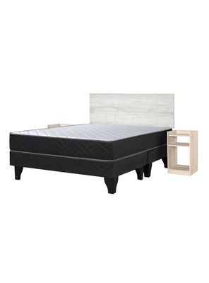 Camas Europea Cadiz Base Dividida 2 Plazas + Set de Muebles Alba White