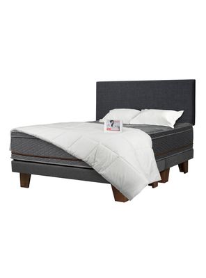 Cama Europea Everest Copper Black 2 Plazas x 2 metros Base Dividida + Respaldo Textil