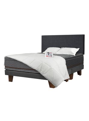 Cama Europea Everest Copper Black King + RespaldoTextil