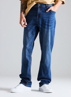 Jeans Tiro Medio Regular Fit Lavado