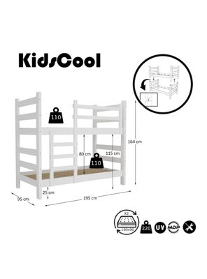 Imagen 2 del producto Camarote Essenciale 1 Plaza Blanco Desmontable Madera 220 kg