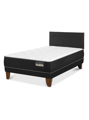 Cama Europea Belsogno 2 Plazas + Respaldo Black
