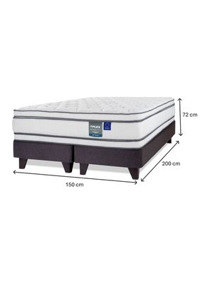 Imagen 2 del producto Cama Europea Majesty 2 Plazas + Respaldo Gris + Velador Roma