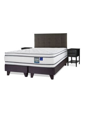 Cama Europea Majesty King + Respaldo Grafito + Velador Rover