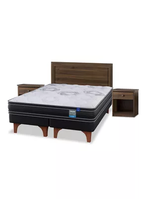 Cama Europea Seven Plus 2 Plazas Box Base Dividida + Set Muebles Asturias