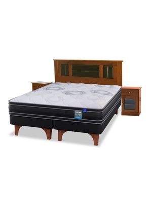 Cama Europea Seven Plus 2 Plazas Box Base Dividida + Set Muebles Lorraine