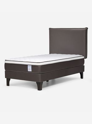 Cama Europea New style 4 1.5 Plazas + Respaldo Maurice Chocolate