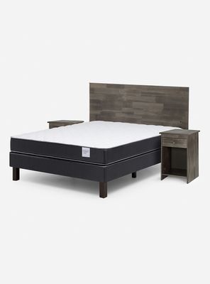Cama Europea Wave 1.5 Plazas Base Normal Tabor Grafito