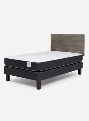 Cama Europea Wave 1.5 Plazas + Respaldo Tabor Grafito
