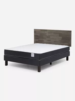 Cama Europea Wave 2 Plazas Base Normal + Respaldo Tabor Grafito