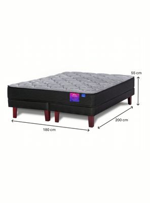 Imagen 2 del producto Cama Europea Therapedic Plus King Flex + Respaldo Royal Negro + 2 Veladores Rock