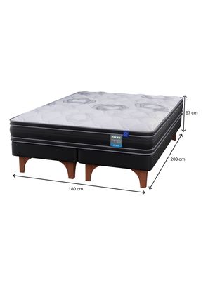 Imagen 2 del producto Cama Europea Seven Plus King + Respaldo Royal Negro + Velador Rock