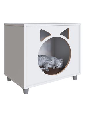 Velador Blanco Pet Gato con Cojín