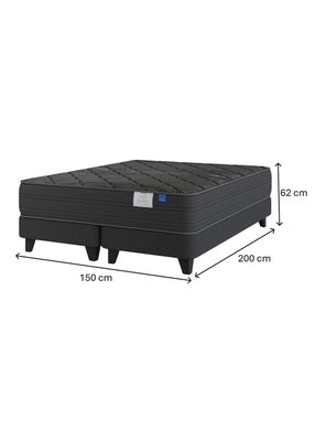Imagen 2 del producto Cama Europea 2 Plazas Black Base Gris Dividida Respaldo + Velador