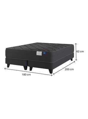 Imagen 2 del producto Cama Europea King Black Base Dividida Respaldo + Velador