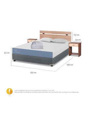 Imagen 2 del producto Box Americano Full Excellence + Set Muebles Olmo + Almohada + Plumón