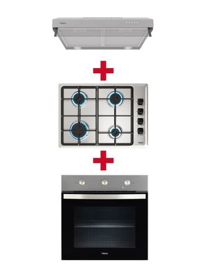 Kit Empotrable Horno Eléctrico HBB445 + Encimera Gas HLX540 BUT + Campana CX 62120 Inox