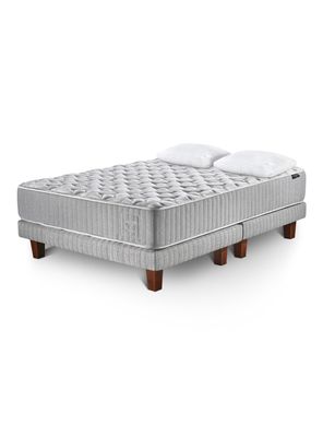 Cama Europea Hybrid Wool 2 Plazas Base Dividida + Almohadas Microfibra 50x70 cm