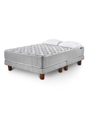 Cama Europea Hybrid Wool Súper King Base Dividida + Almohadas Microfibra 50x90 cm
