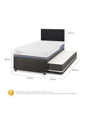 Imagen 2 del producto Diván Excellence Plus Black 1.5 Plazas Respaldo Villarrica Negro