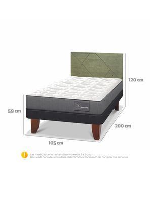 Imagen 2 del producto Cama Europea Anatomic 1.5 Plazas + Respaldo Villarrica Olivo
