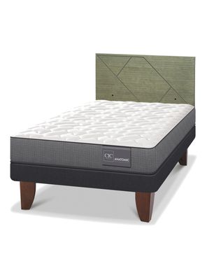 Cama Europea Anatomic 1.5 Plazas + Respaldo Villarrica Olivo