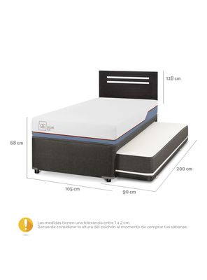 Imagen 2 del producto Diván Excellence Plus Black 1.5 Plazas Respaldo Múnich Negro