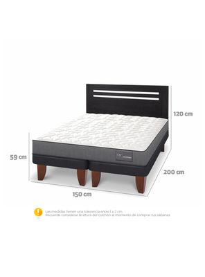 Imagen 2 del producto Cama Europea Anatomic 2 Plazas Base Dividida + Respaldo Múnich Negro
