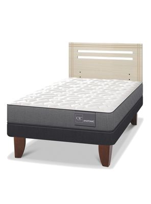 Cama Europea Anatomic 1.5 Plazas + Respaldo Munich Alpino