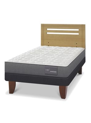 Cama Europea Anatomic 1.5 Plazas Respaldo Múnich Mostaza