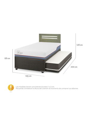 Imagen 2 del producto Diván Excellence Plus Black 1.5 Plazas Respaldo Múnich Olivo