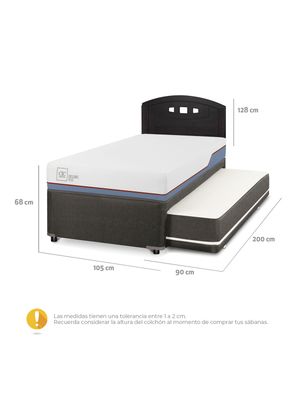 Imagen 2 del producto Diván Excellence Plus Black 1.5 Plazas Respaldo Gales Negro