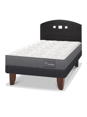 Cama Europea Anatomic 1.5 Plazas + Respaldo Gales Negro