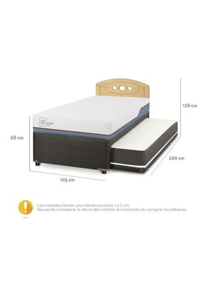 Imagen 2 del producto Diván Excellence Plus Black 1.5 Plazas Respaldo Gales Mostaza