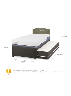 Imagen 2 del producto Diván Excellence Plus Black 1.5 Plazas Respaldo Gales Olivo