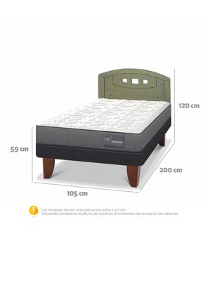 Imagen 2 del producto Cama Europea Anatomic 1.5 Plazas + Respaldo Gales Olivo