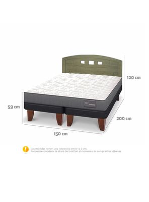 Imagen 2 del producto Cama Europea Anatomic 2 Plazas Base Dividida + Respaldo Gales Olivo
