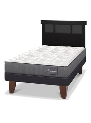 Cama Europea Anatomic 1.5 Plazas + Respaldo Dublín Negro