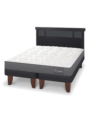 Cama Europea Anatomic 2 Plazas Base Dividida + Respaldo Dublín Negro