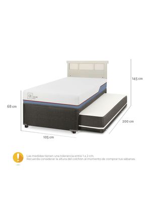 Imagen 2 del producto Diván Excellence Plus Black 1.5 Plazas Respaldo Dublín Alpino