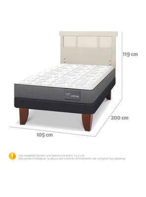 Cama Europea Anatomic 1.5 Plazas + Respaldo Dublín Alpino
