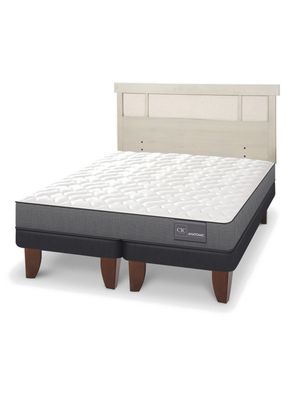 Cama Europea Anatomic 2 Plazas Base Dividida + Respaldo Dublín Alpino