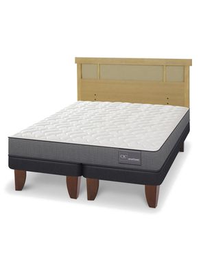 Cama Europea Anatomic 2 Plazas Base Dividida Respaldo Dublín Mostaza