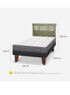 Imagen 2 del producto Cama Europea Anatomic 1.5 Plazas + Respaldo Dublín Olivo