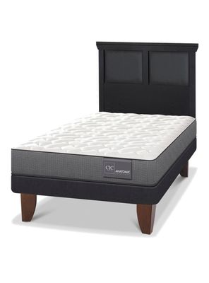 Cama Europea Anatomic 1.5 Plazas + Respaldo Torino Negro
