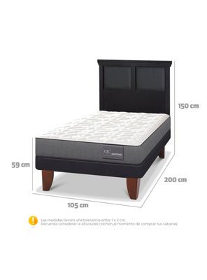 Imagen 2 del producto Cama Europea Anatomic 1.5 Plazas + Respaldo Torino Negro