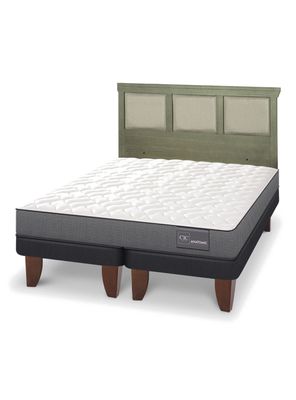 Cama Europea Anatomic 2 Plazas Base Dividida + Respaldo Torino Olivo