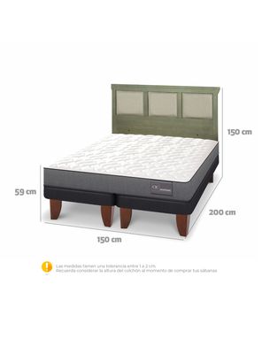 Imagen 2 del producto Cama Europea Anatomic 2 Plazas Base Dividida + Respaldo Torino Olivo