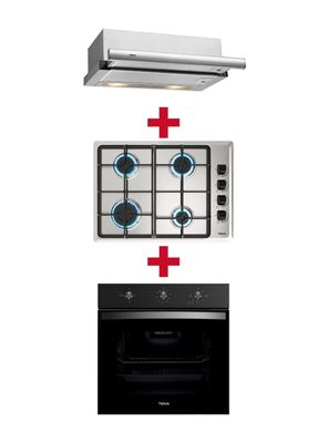 Kit Empotrable Horno Eléctrico HBB5360FBK + Encimera a Gas HLX540KBB0C + Campana TL6310 Inox