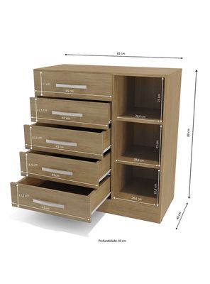 Imagen 2 del producto Cómoda Beatriz 5 Cajones 1 Puerta